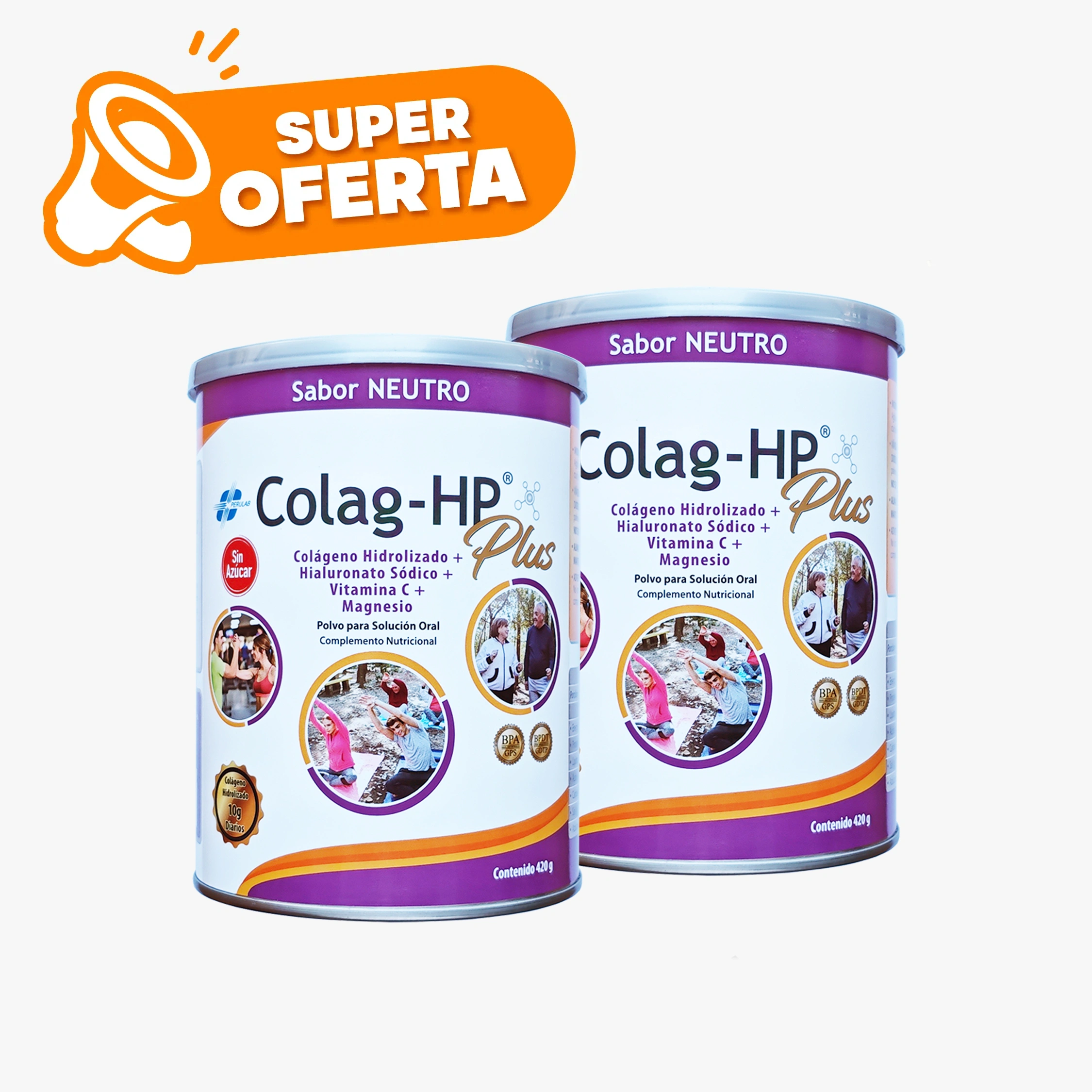 2 Colágenos Hidrolizados - Colag-HP Ⓡ Plus Sabor Neutro